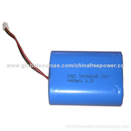 6000mAh 1S2P battery pack, Lithium-iron phosphate system, safety and long lifespan